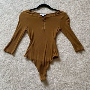 Ribbed Bodysuit with Zipper
